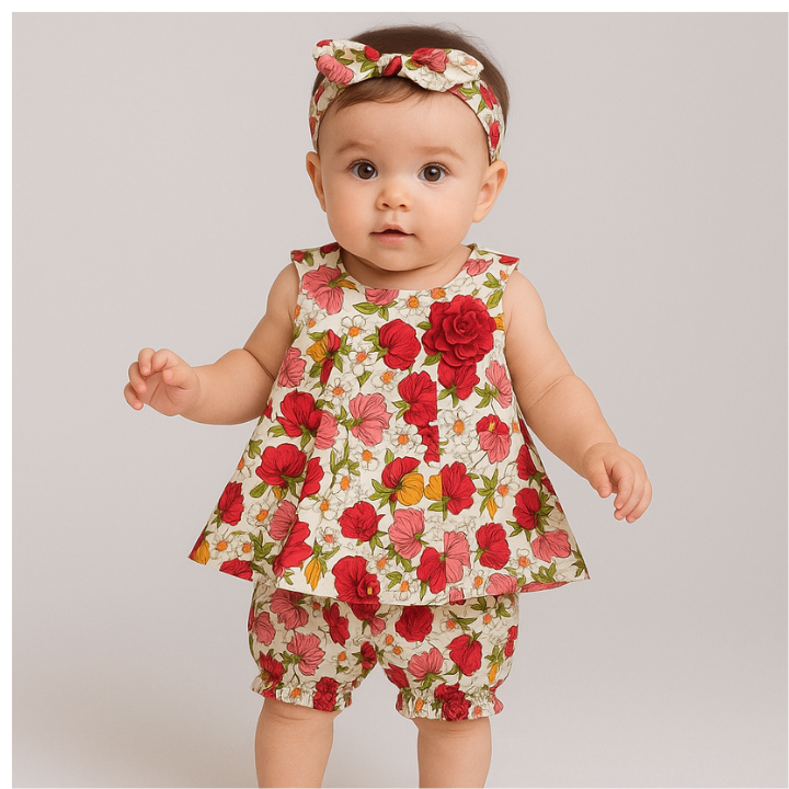 Baby Girl 3-Piece Floral cotton Outfit Set