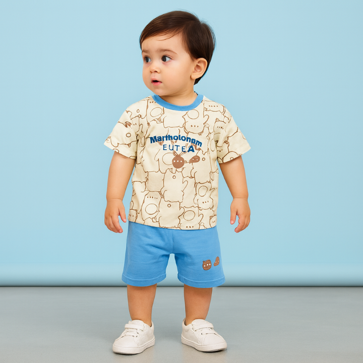 Cartoon Print Summer Suite –T shirts and shorts set