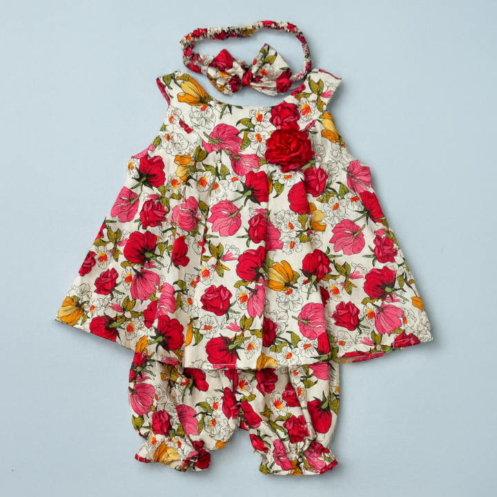 Baby Girl 3-Piece Floral cotton Outfit Set