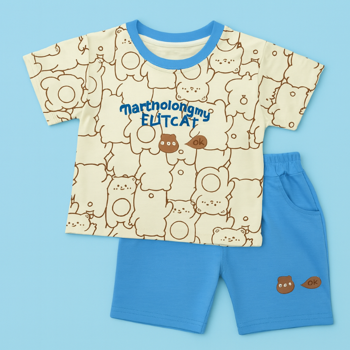 Cartoon Print Summer Suite –T shirts and shorts set
