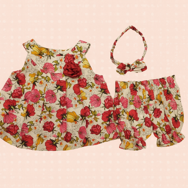 Baby Girl 3-Piece Floral cotton Outfit Set