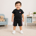 Kids Summer Black T-Shirt & Shorts