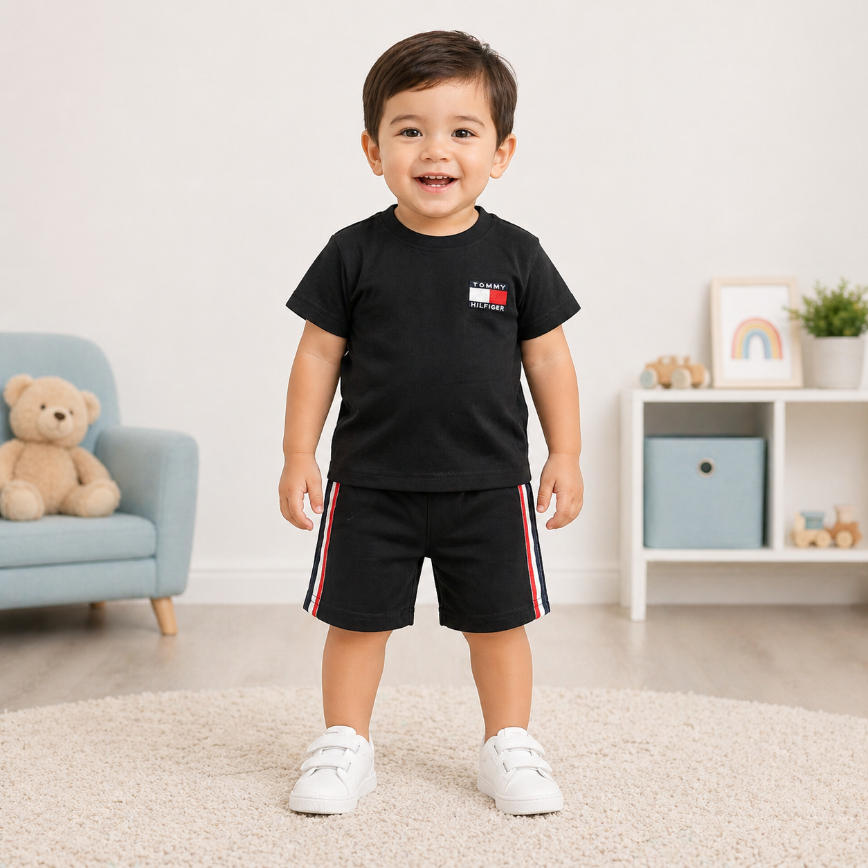Kids Summer Black T-Shirt & Shorts