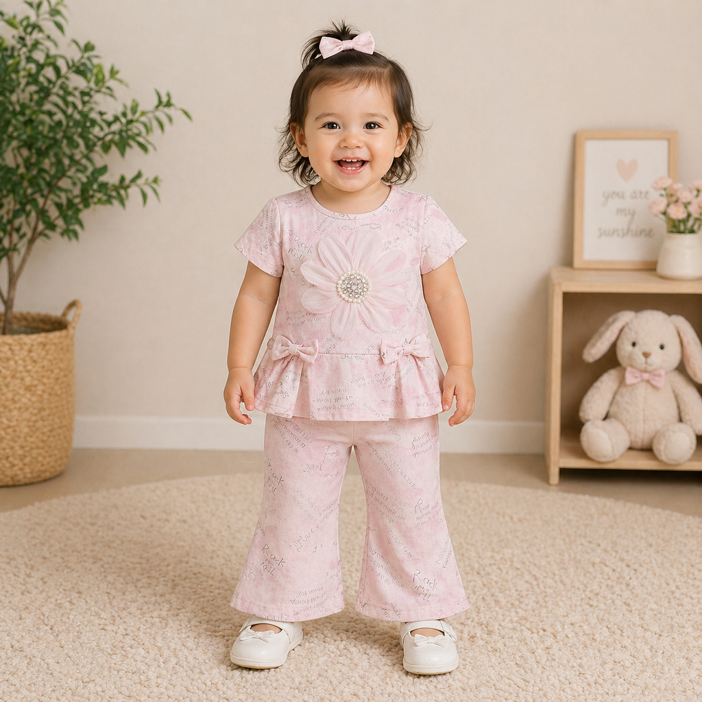Girls Flower Pearl Summer 2-piece Set