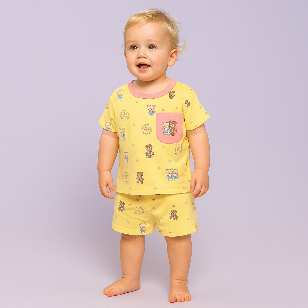 Baby Girls Cute Teddy Bear Summer Set