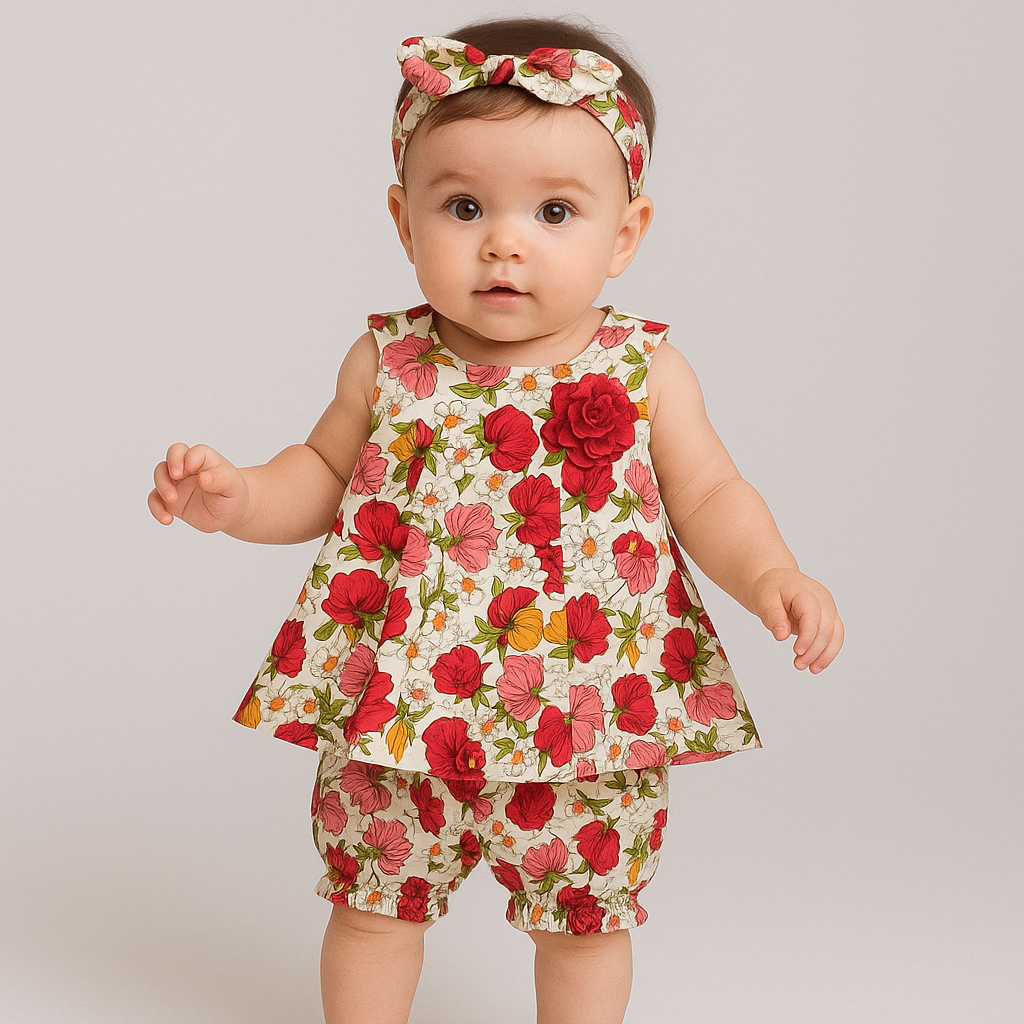 Baby Girl 3-Piece Floral cotton Outfit Set