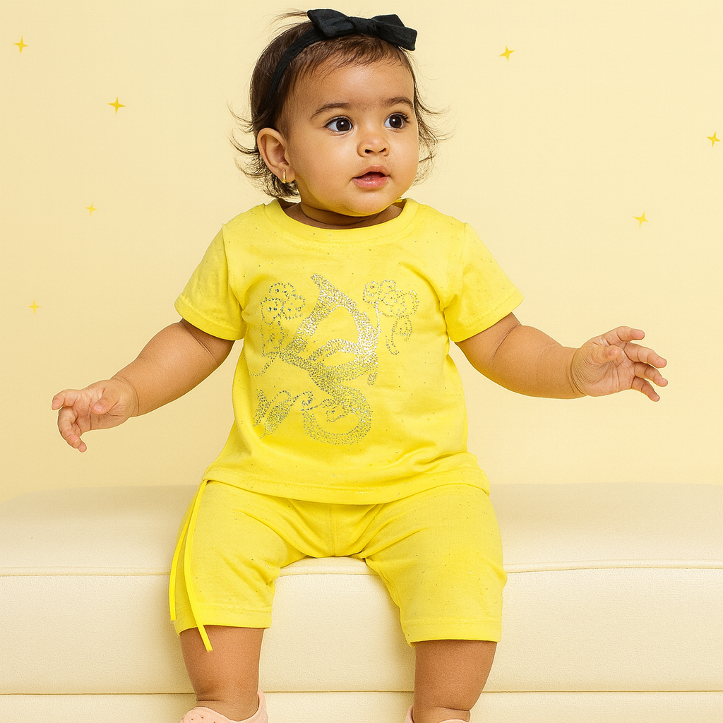 Cute Baby Girls Yellow Summer Co-Ord Set