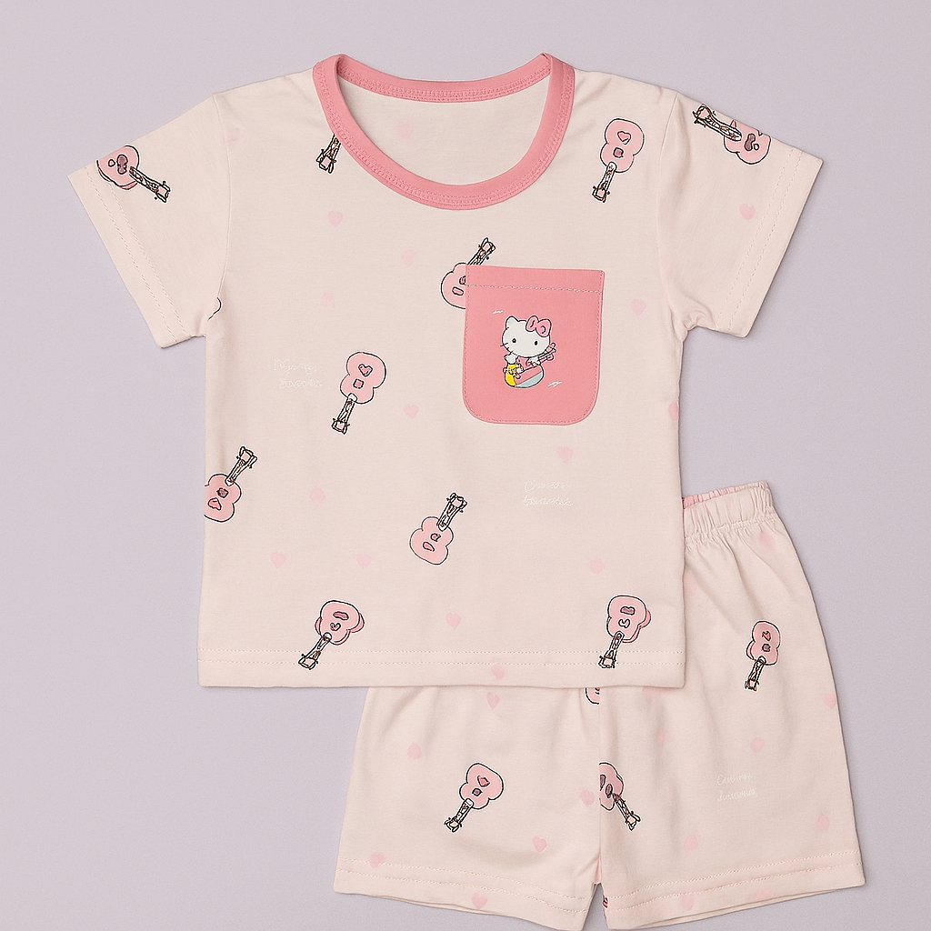 Cute Baby Girl Pink T-Shirt & Shorts Set