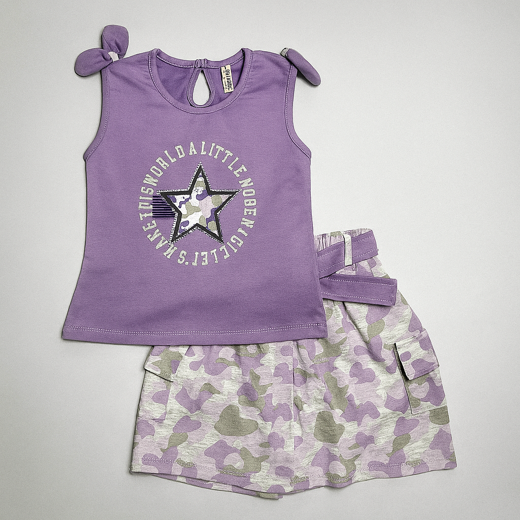 Girls Star Print Top & Skirt Set
