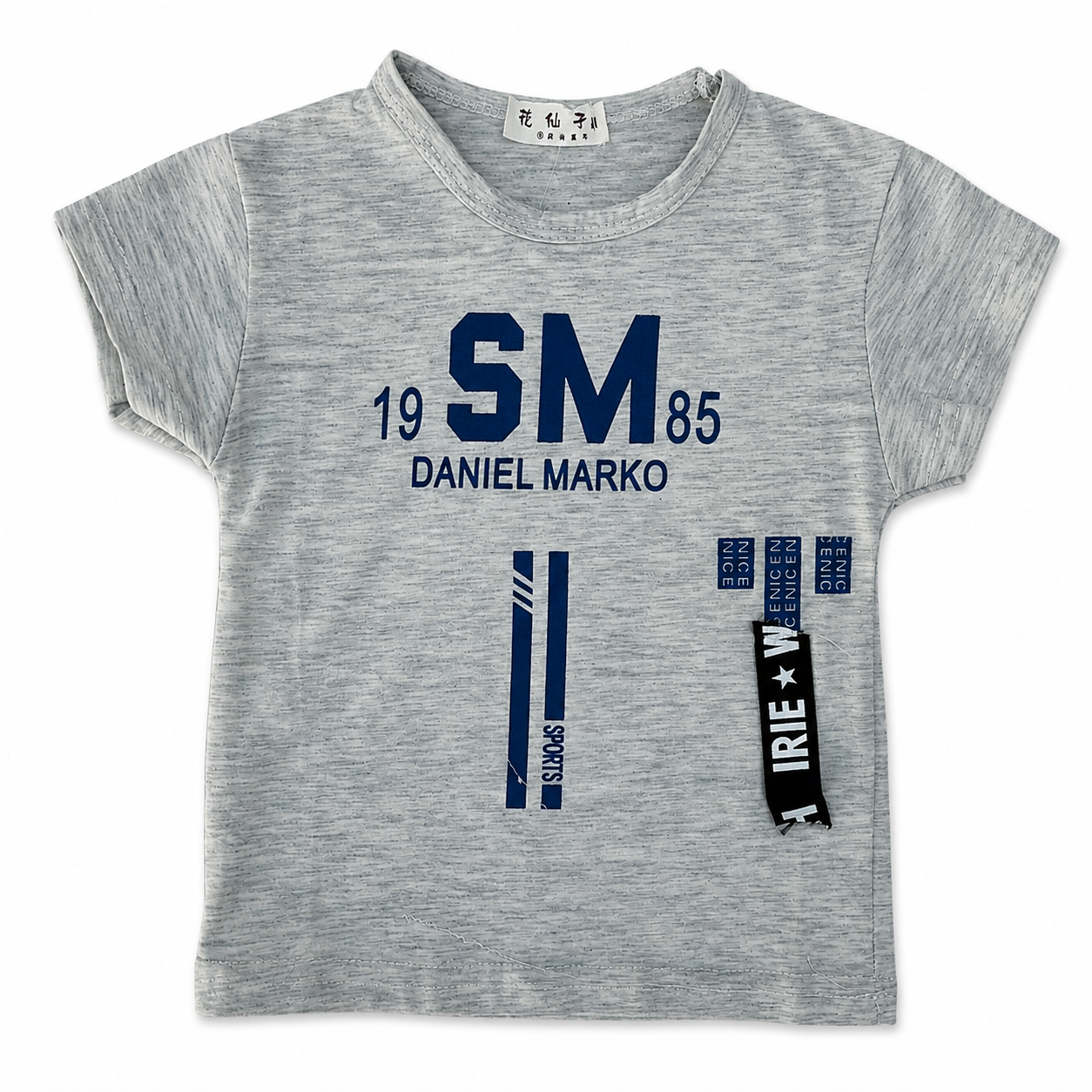 Boys Grey Graphic Cotton T-Shirt with Printed Design