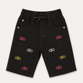 Embroidered black Denim Shorts for Little Trendsetters