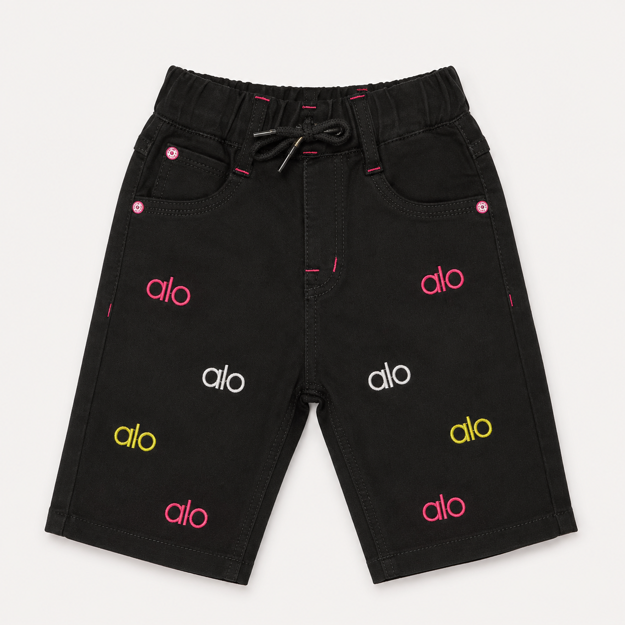 Embroidered black Denim Shorts for Little Trendsetters