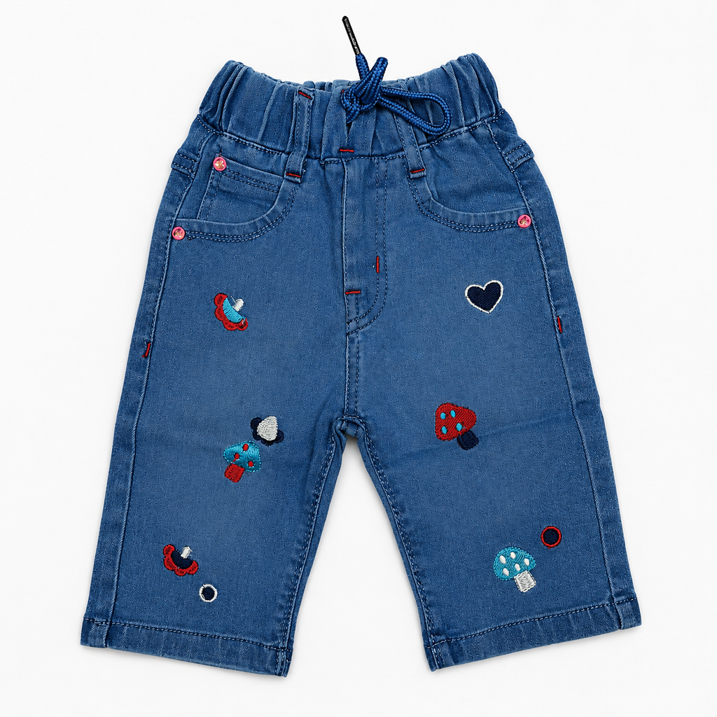 Embroidered Denim Shorts for Little Trendsetters