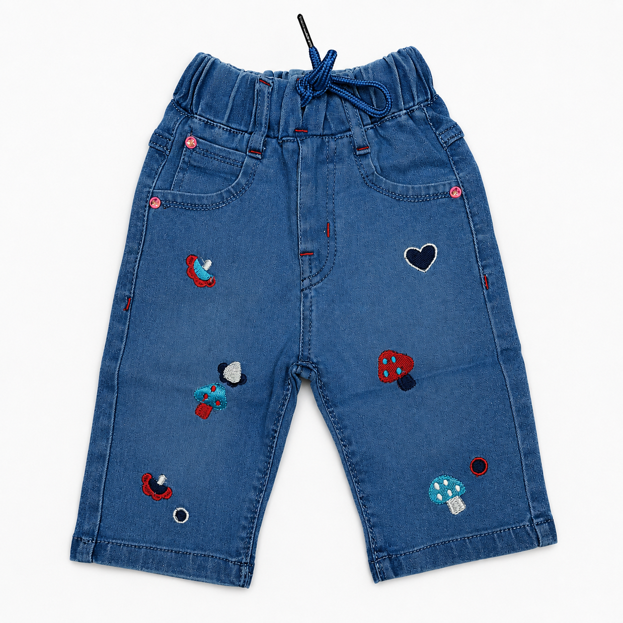 Embroidered Denim Shorts for Little Trendsetters