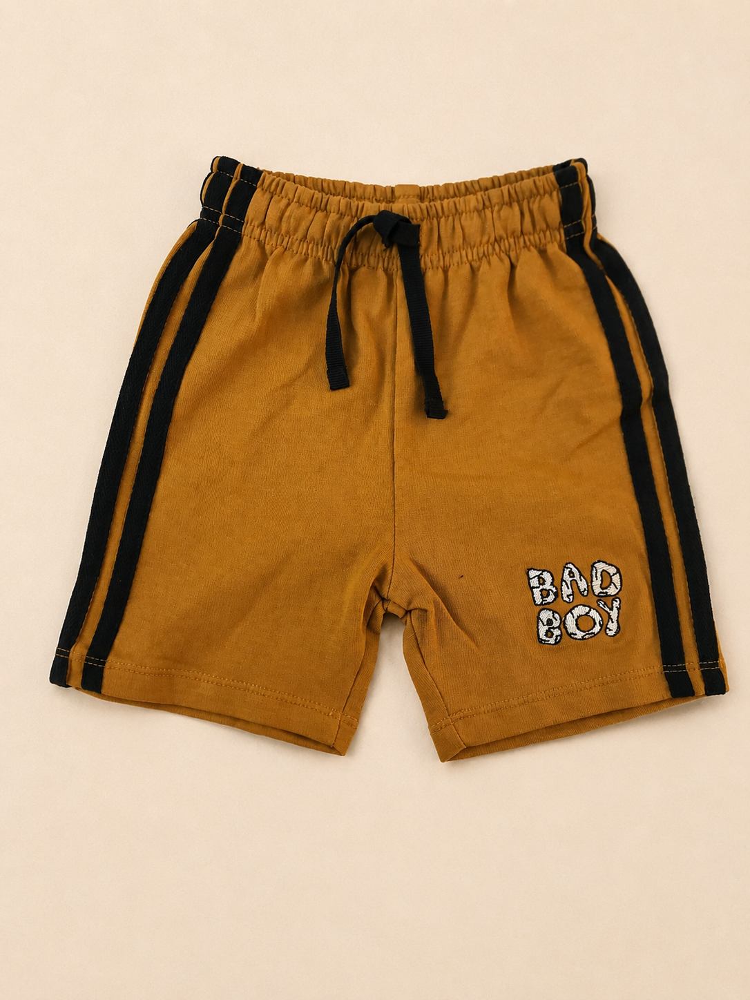 Mustard shorts with black Strips