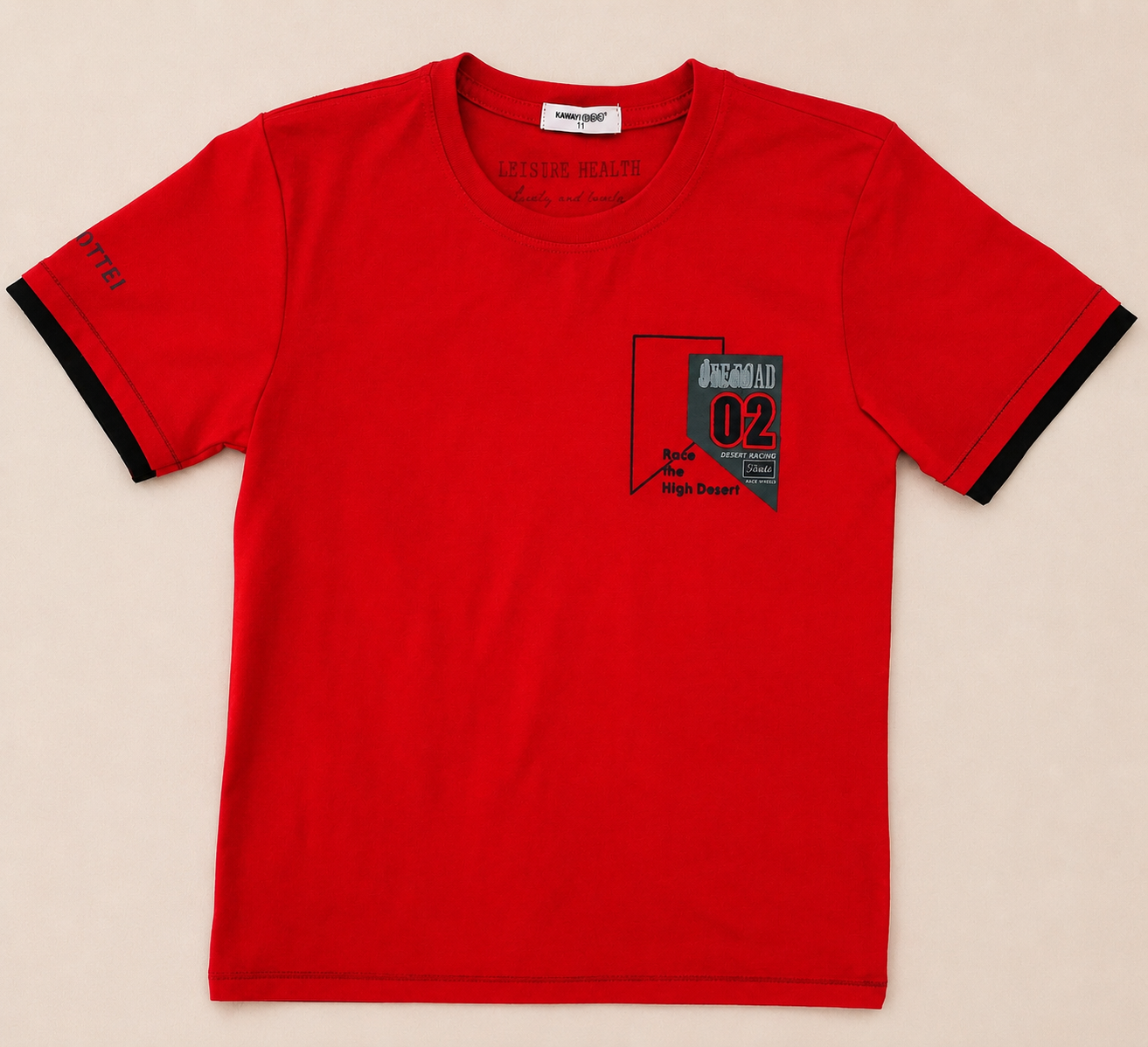 Bold Red Graphic T-Shirt for Young Explorers