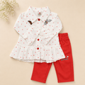 Adorable Heart Print Girls Outfit Set