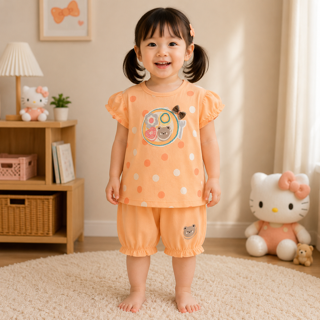 Girls Polka Dot Summer Shirt & Shorts Set