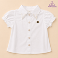 Elegant Pearl Collar Girls White Top