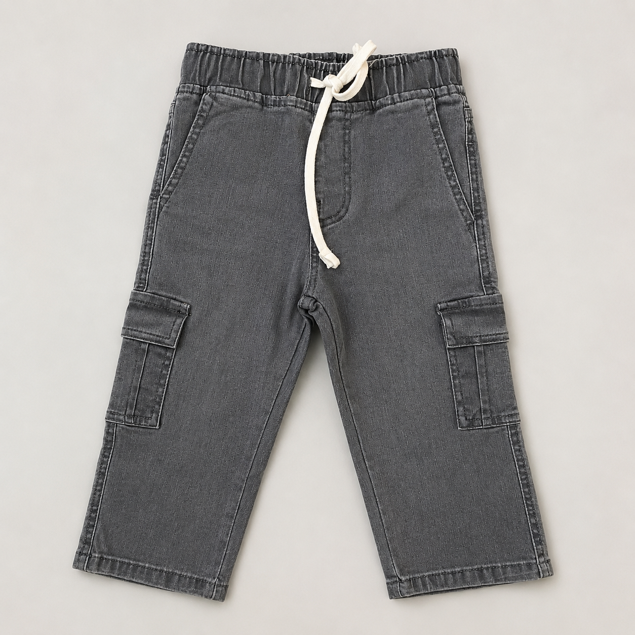 Boys Premium Grey Cargo Denim Pant