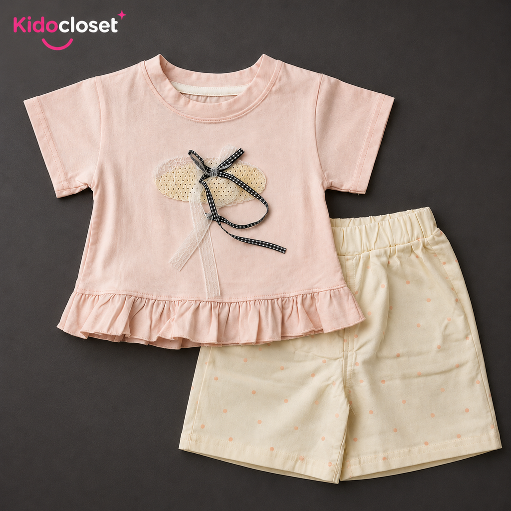 Girls Bow Top & Shorts Set