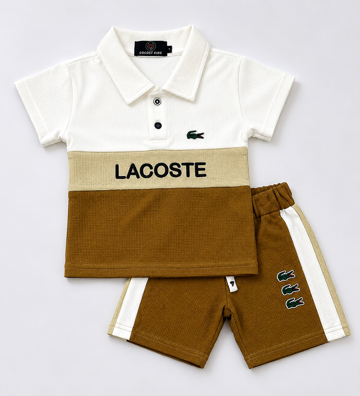 Boys Textured Polo T-Shirt & Shorts Co-Ord Set