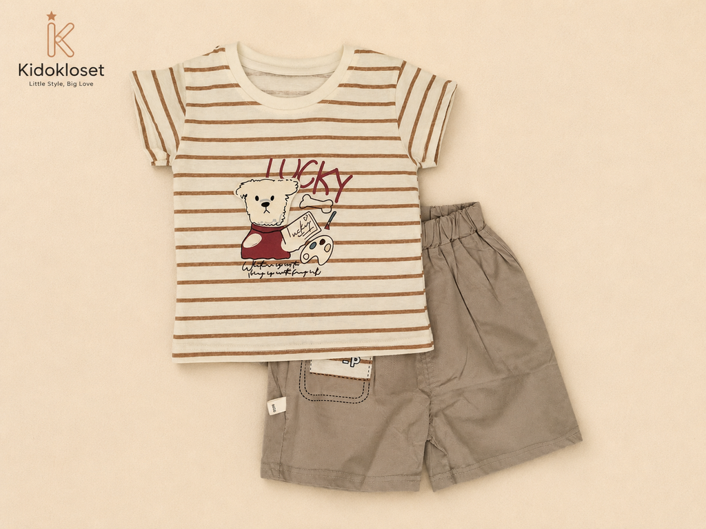 Boys Lucky Bear T-Shirt & Shorts Set