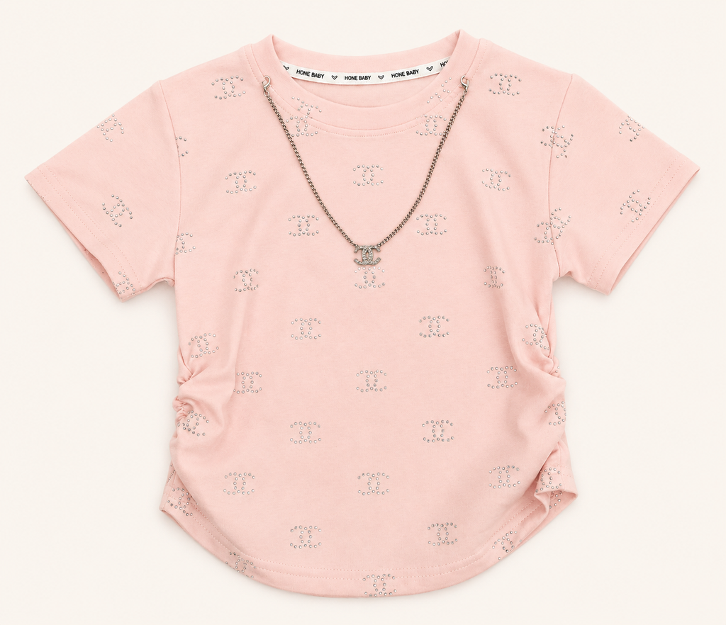 Girls' Blush Pink Rhinestone T-Shirt
