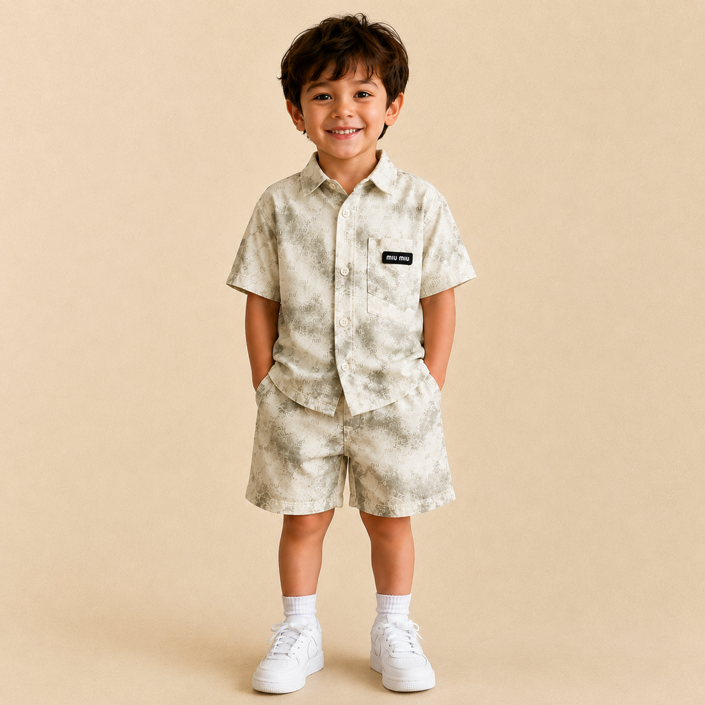 Boys Premium Printed Shirt & Shorts Co-Ord Set – Smart Casual Summer Wear