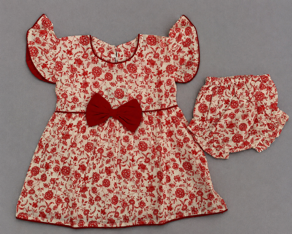 Floral Baby Girl Dress Set – Elegant Bow Party Outfit