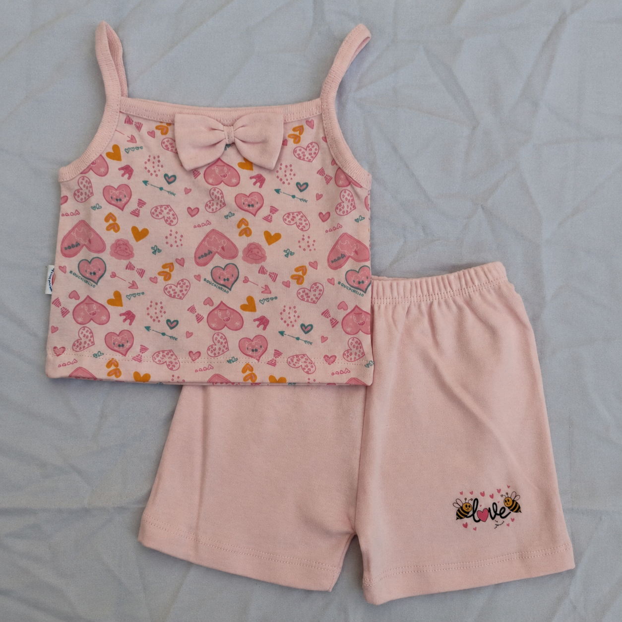 Baby Girl Summer Set – Soft Blended Cotton Top & Shorts