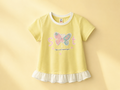 Girls Butterfly Print Frill Hem T-Shirt – Soft & Stylish Casual Wear