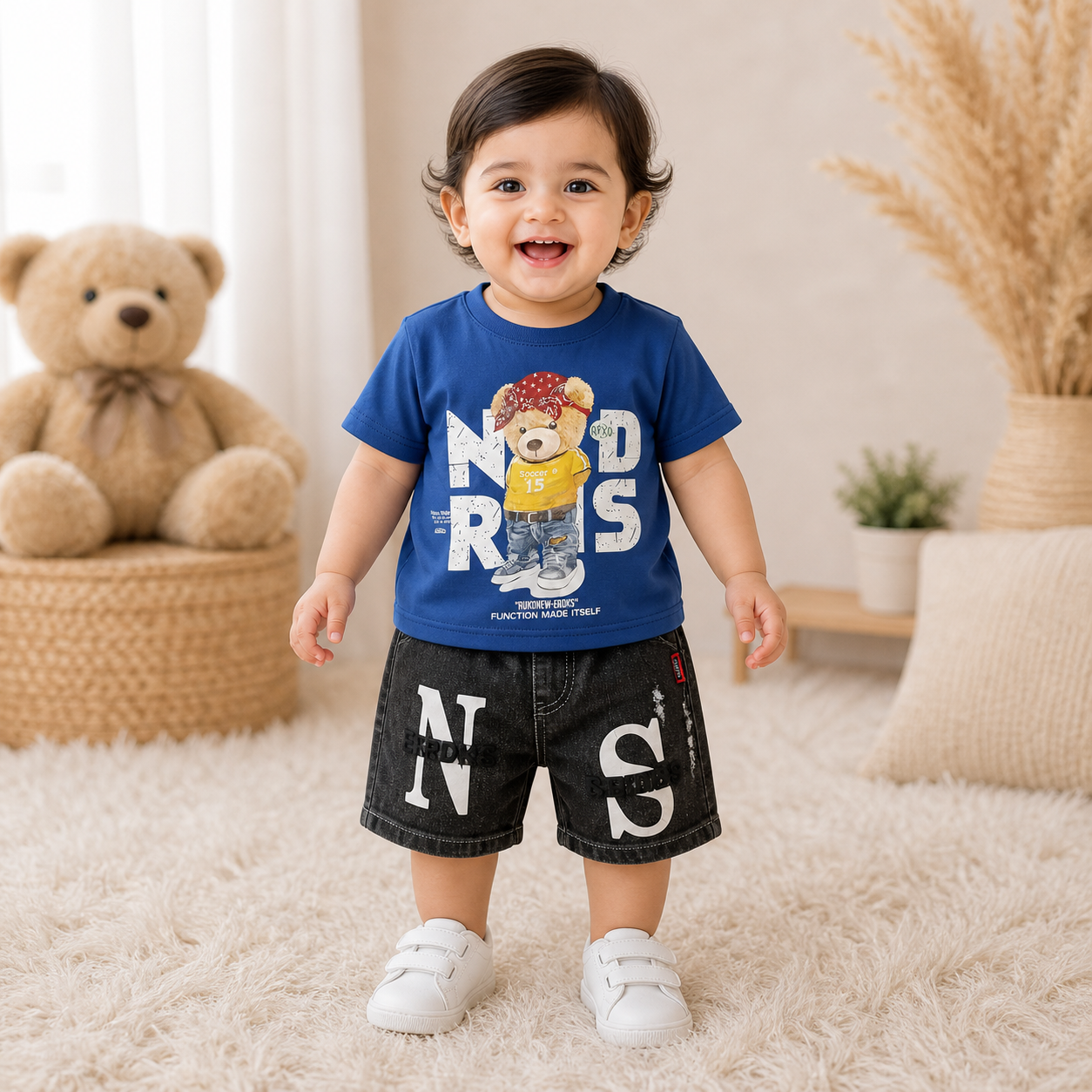 Baby Boys Summer T-Shirt & Black Shorts