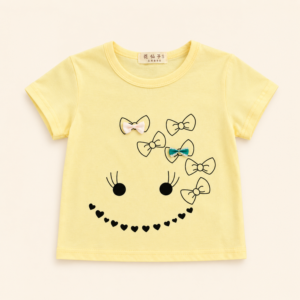 Girls' Smiley Bow T-Shirt