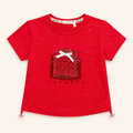Girls' Red Glitter Print T-Shirt