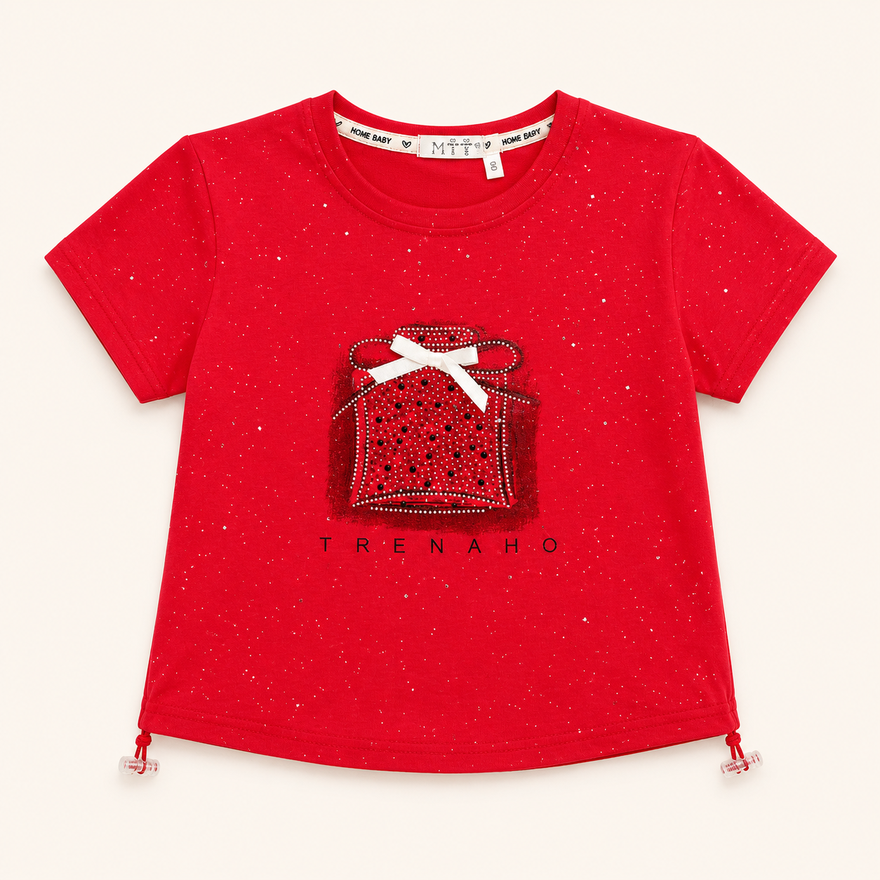 Girls' Red Glitter Print T-Shirt