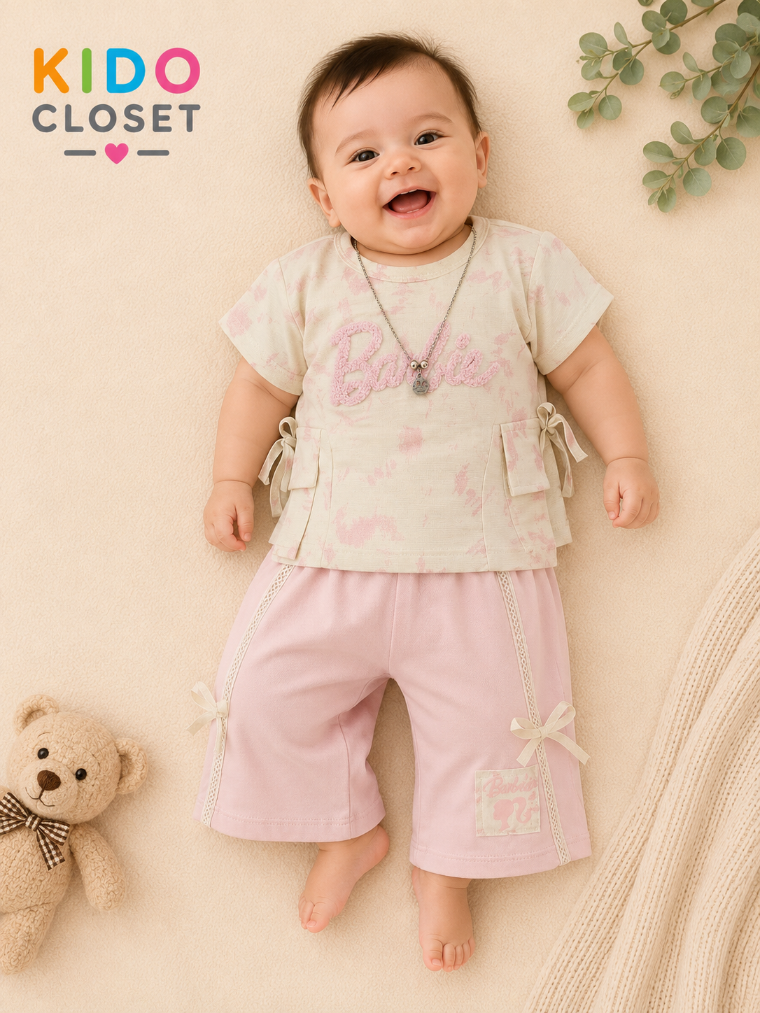 Girls Barbie Tie-Dye Top & Capri Pants Set
