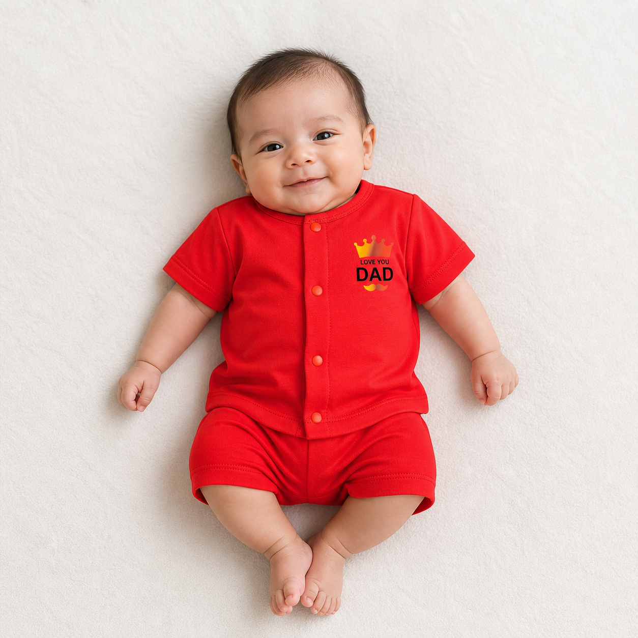 Baby Boys Red "Love You Dad" T-Shirt & Shorts Set