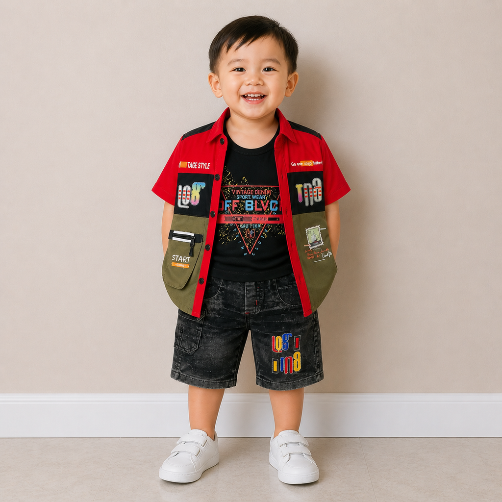 Kids 3-Piece Shirt & Shorts Set