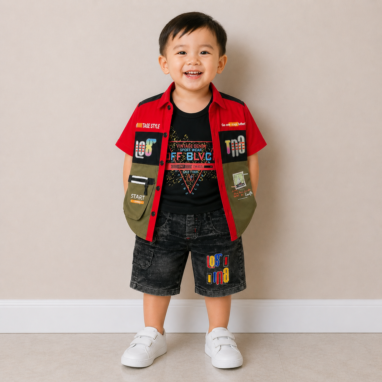 Kids 3-Piece Shirt & Shorts Set