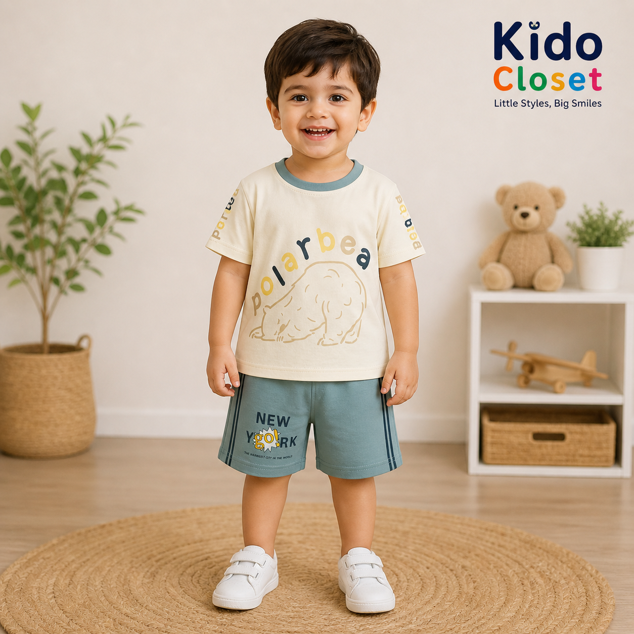Kids T-Shirt and Short sets with Polar Bear print