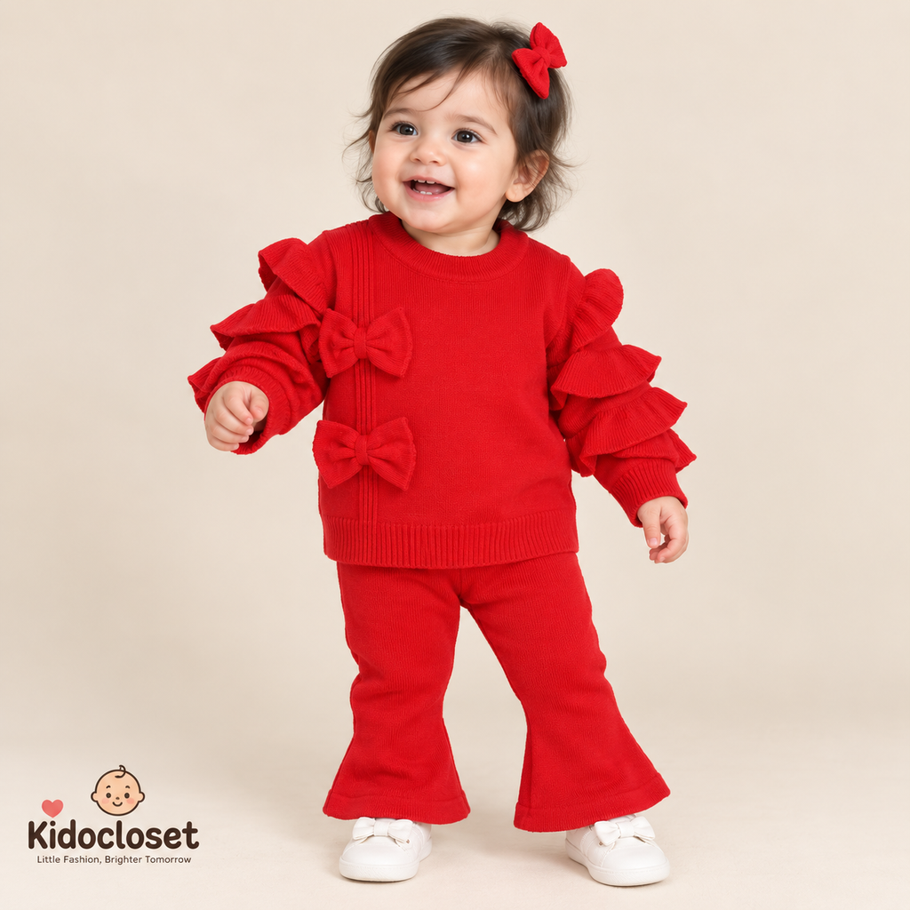 Premium Knitted Wool Girls 2-Piece Winter Set