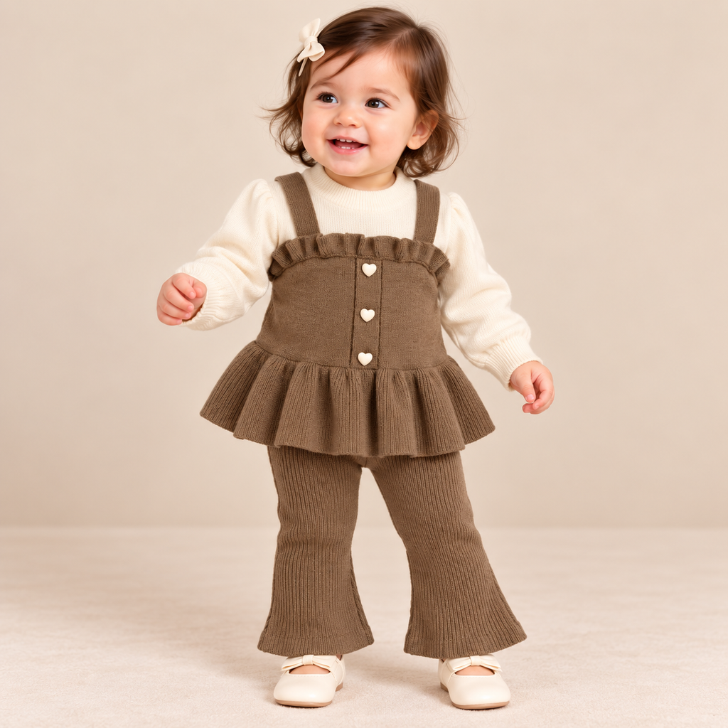 Baby Girl Warm Knitted Wool Top & Pants Set