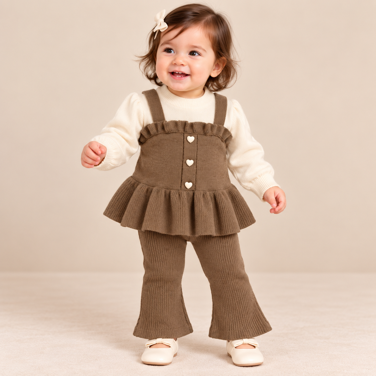 Baby Girl Warm Knitted Wool Top & Pants Set