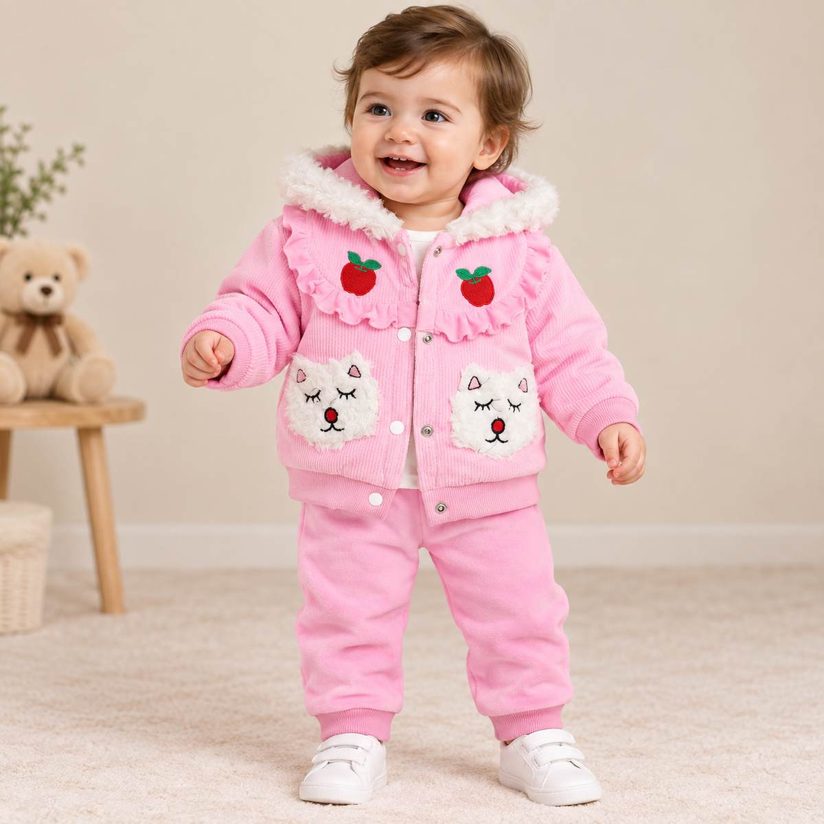 Baby Girls Warm Wool Winter 3-Piece Set