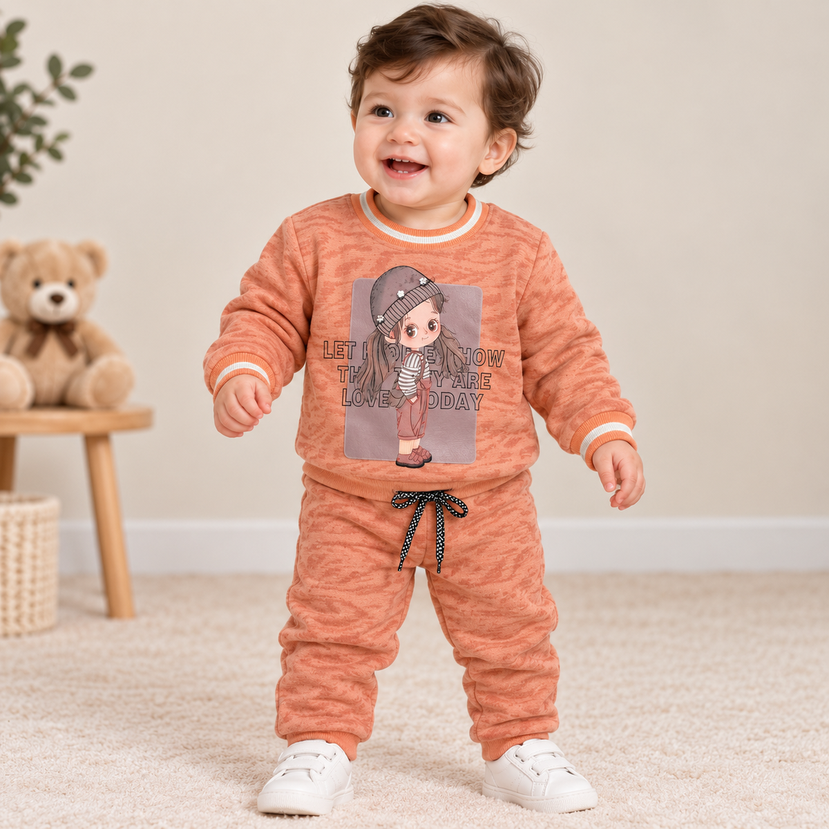 Girls Winter 2-Piece Suit with Printed Front