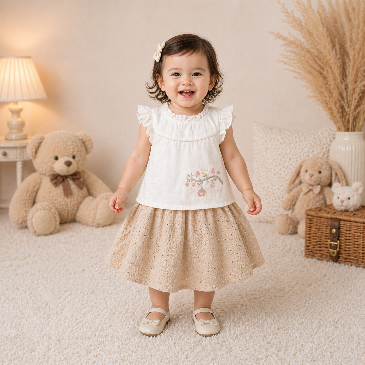 Baby Girls' Embroidered Top & Eyelet Skirt Set