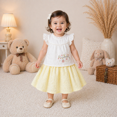 Baby Girls' Embroidered Top & Eyelet Skirt Set