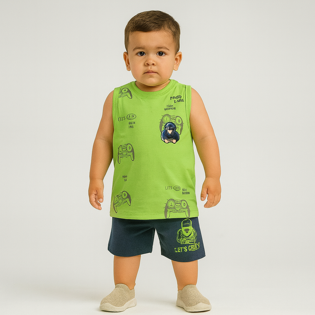 Gamer Style Sleeveless(Sando) Shirt & Shorts Set