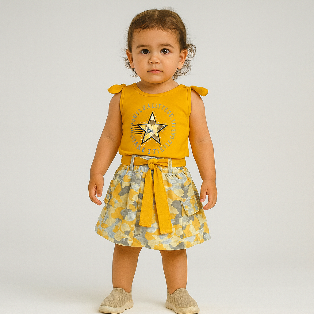 Girls Star Print Top & Skirt Set